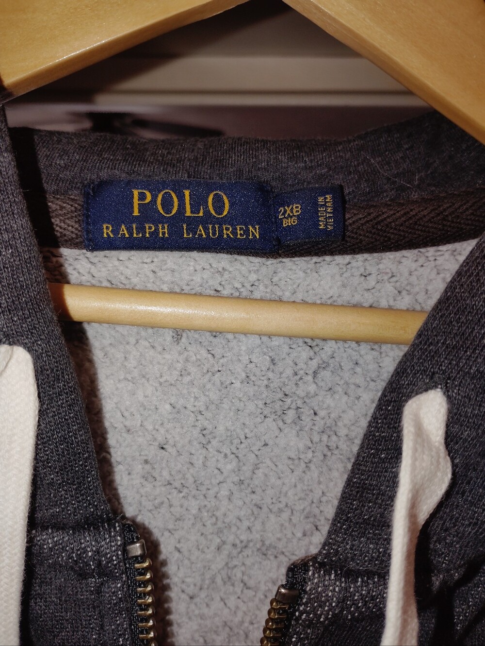 Men's 2x Polo by Ralph Lauren Dark Charcoal Zip-Up Hoodie - Picture 3 of 4